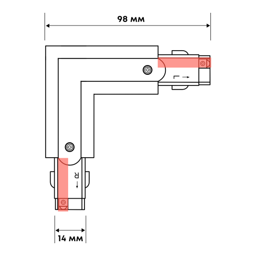 З’єднання кутове TRACK-3F L CORNER RAL7047