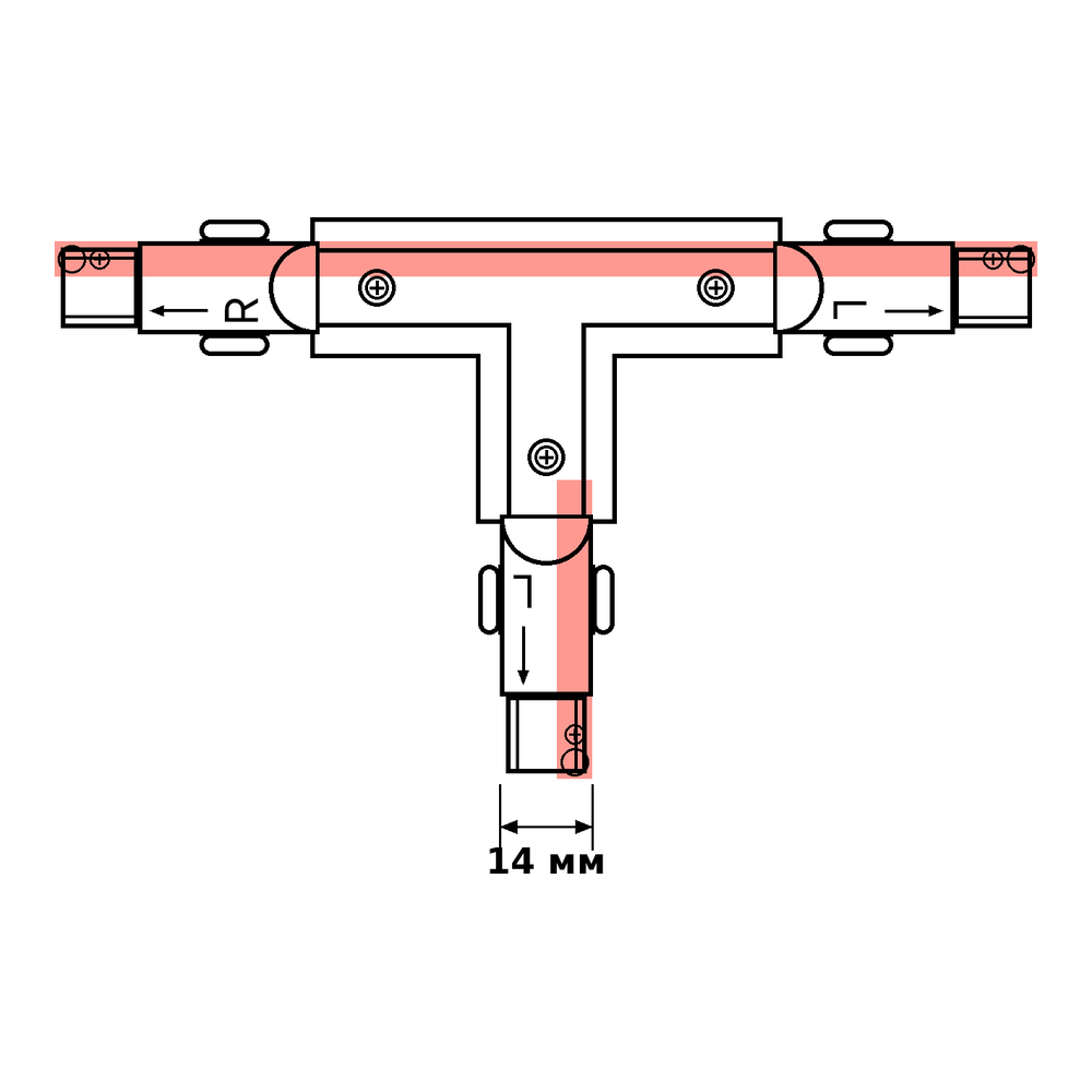 T connector TRACK-3F R1 T-CONNECT Black