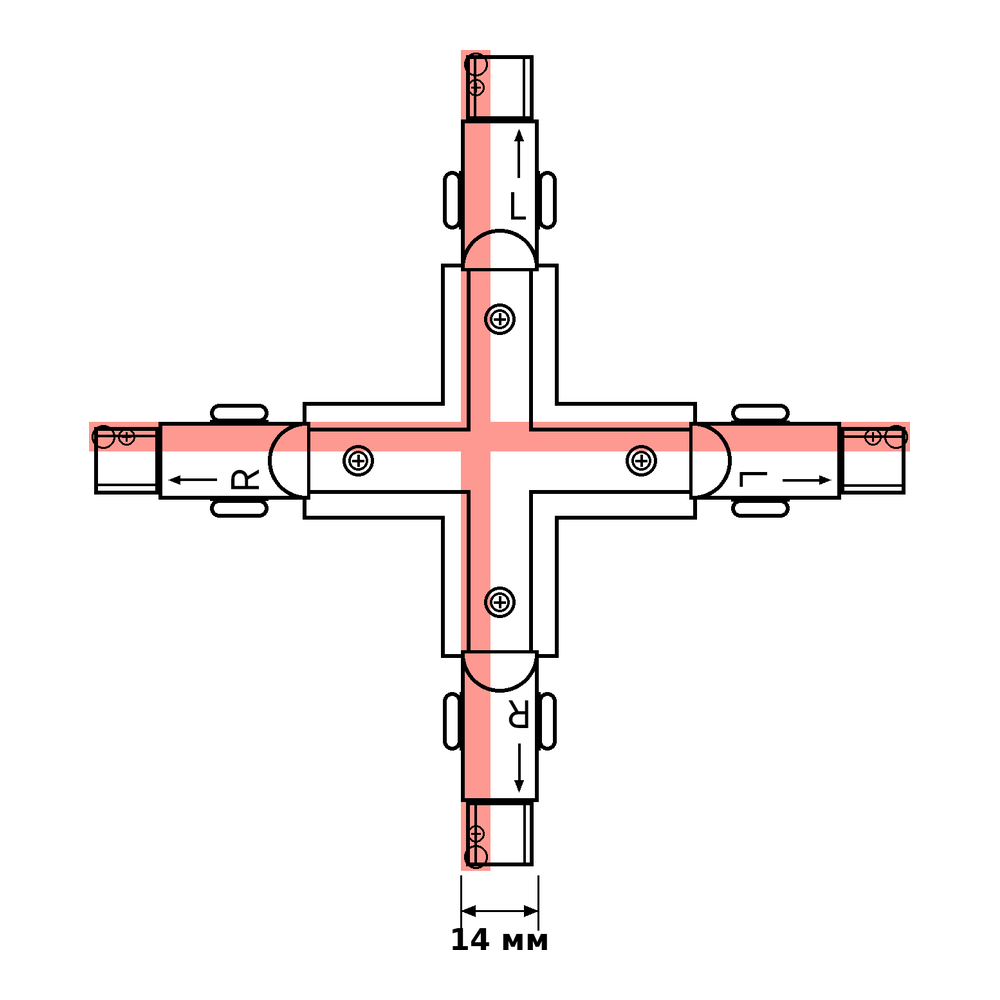 З’єднання X-подібне TRACK-3F X-CONNECT Чорний