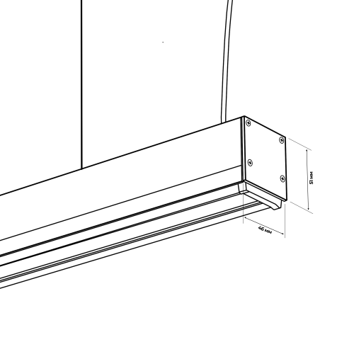 Лінійний світильник підвісний RAY-L 1.2M 24W (L1 (21W/m) 4000K 80ra 90° Чорний  FO IP40