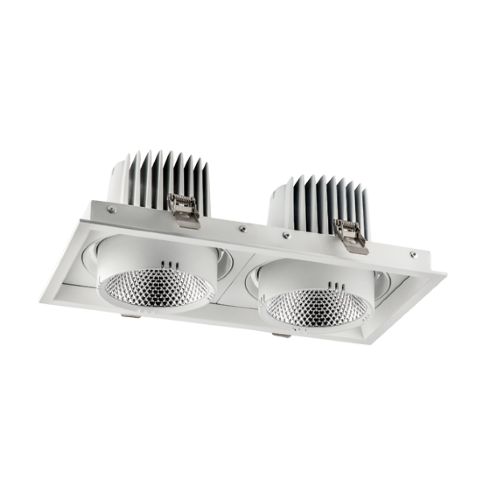 Врізний світильник прямокутний SQUARE ELS166Rx2 72W 5000K 80ra 38° Білий FO
