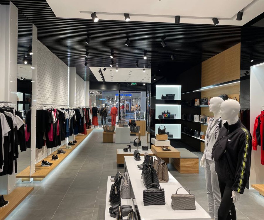 DKNY sales floor with AISLE recessed lights in the ceiling