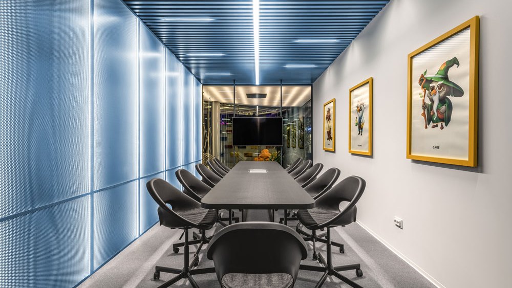 IONE GAMES meeting room with linear light