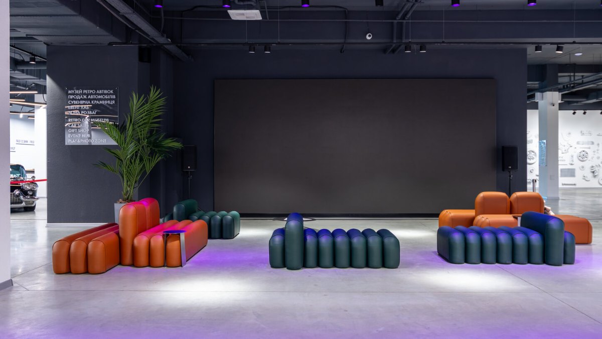 VIKCARS presentation area with soft seating